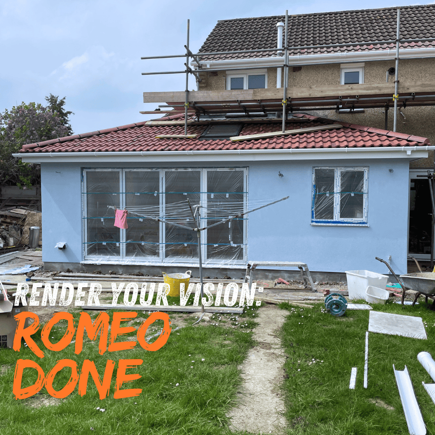 External house rendering in Bristol - Blue Silicone Render