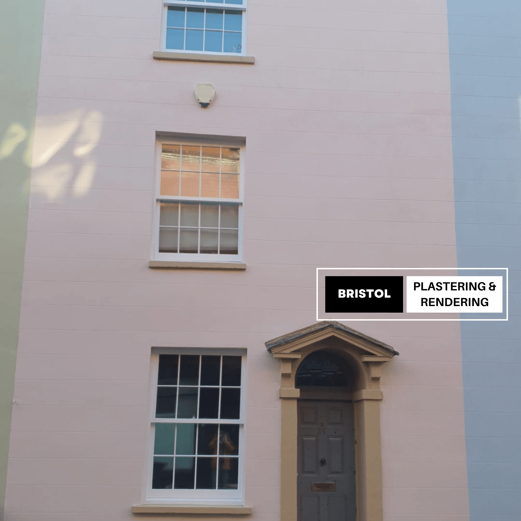 External house rendering in Bristol - Pink terrace